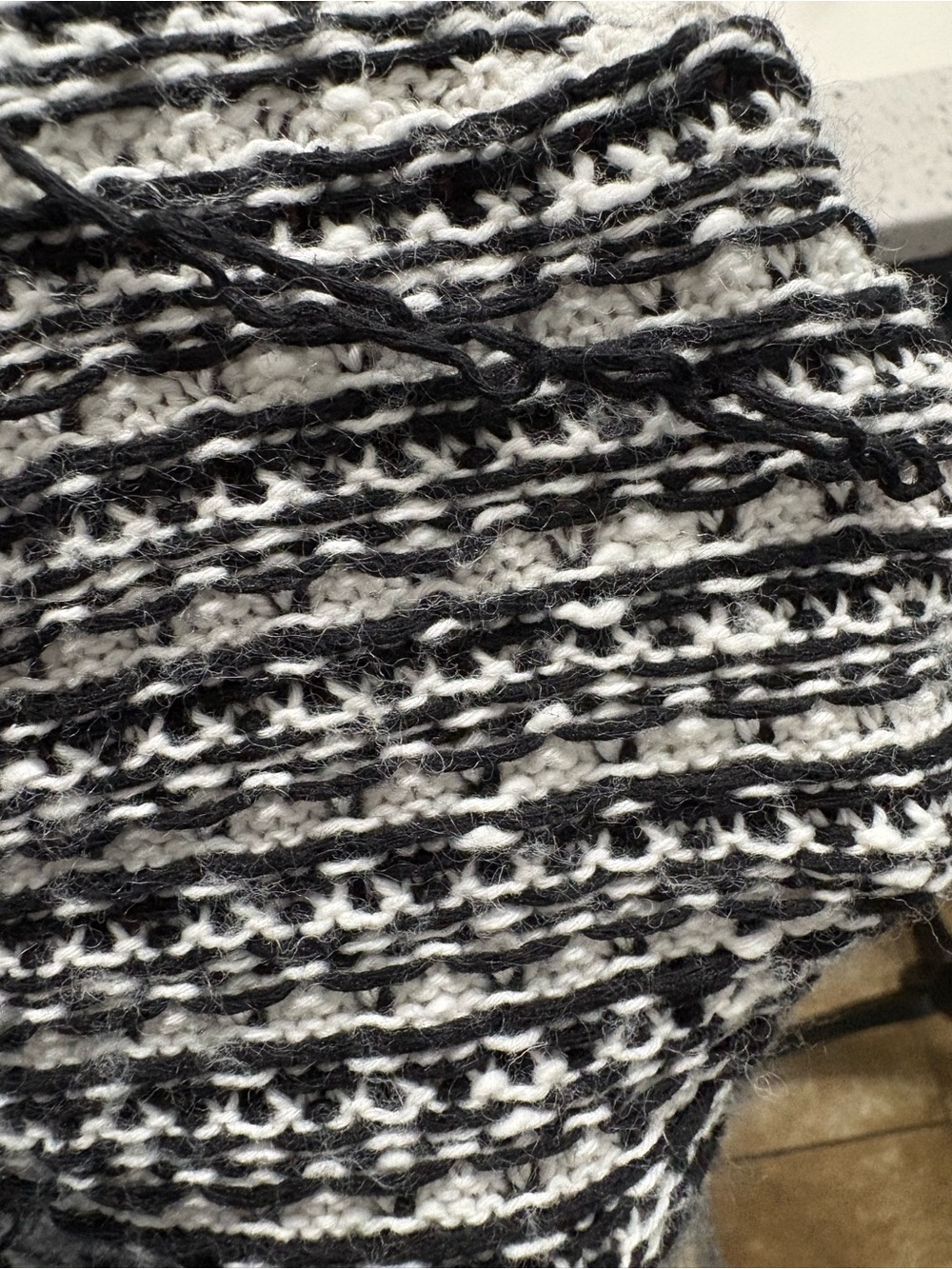 Black and White Tweed Button-Front Cardigan Sweater - Picture 5 of 5